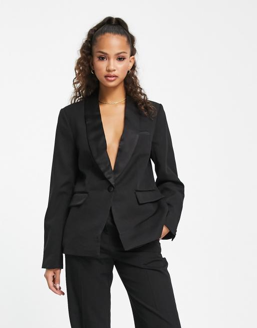 Womens black 2025 satin blazer