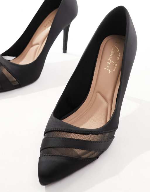 Black mesh court shoes best sale