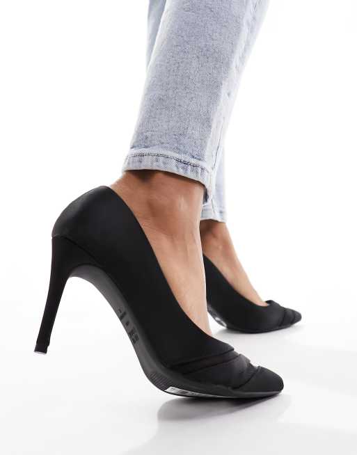 Black satin hot sale court shoes