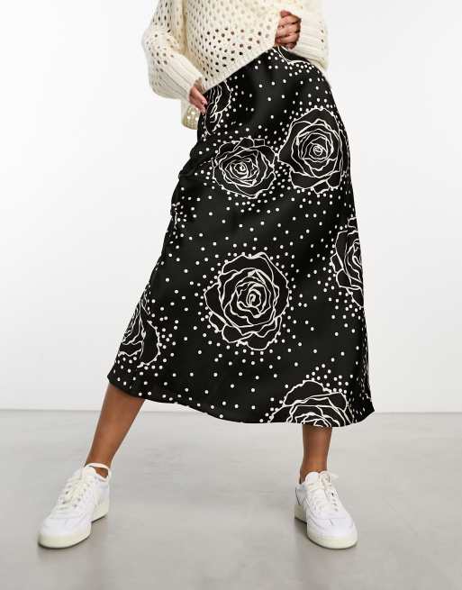 New look spot midi hot sale skirt