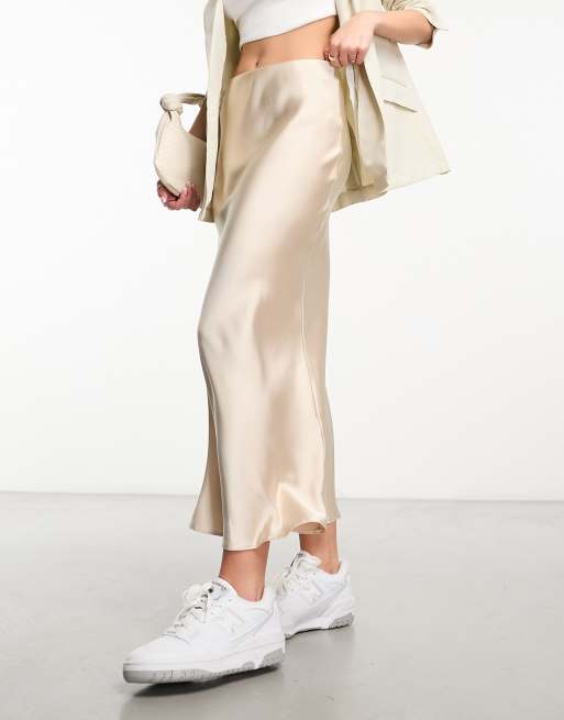 New look satin midi skirt in gold sale