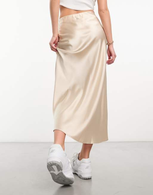 New look satin midi skirt in gold best sale