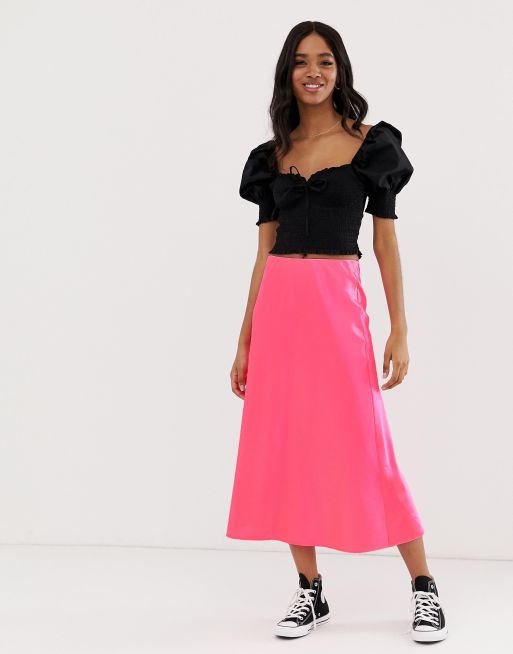 New look best sale pink midi skirt