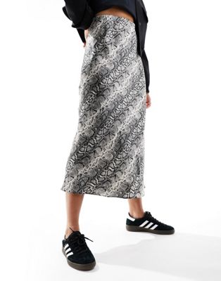 New Look satin midi skirt in snake print - ASOS Price Checker