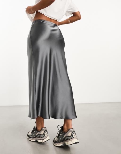 New Look – Satin-Midirock in Grau, 3 von 4