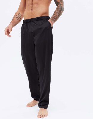 New Look Satin Pajama Bottoms In Black