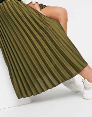 new look green pleated skirt