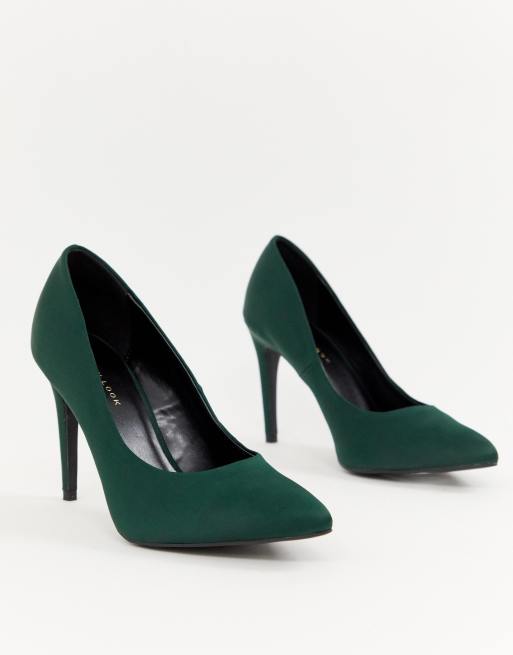 Dark green store satin shoes