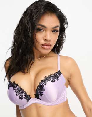 New Look satin push up bra & brief set