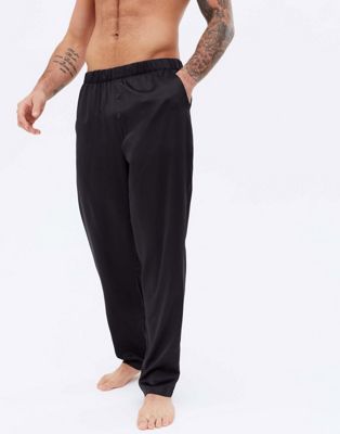 New Look satin pyjama bottoms in black