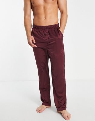 New Look satin pyjama bottoms in burgundy - ASOS Price Checker