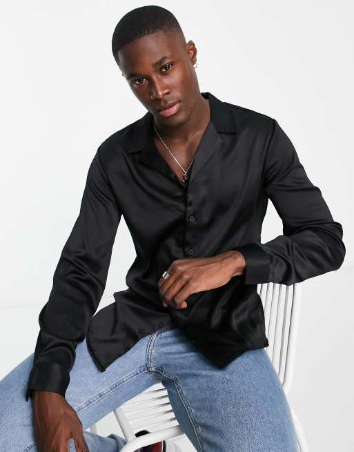 New Look satin shirt in black