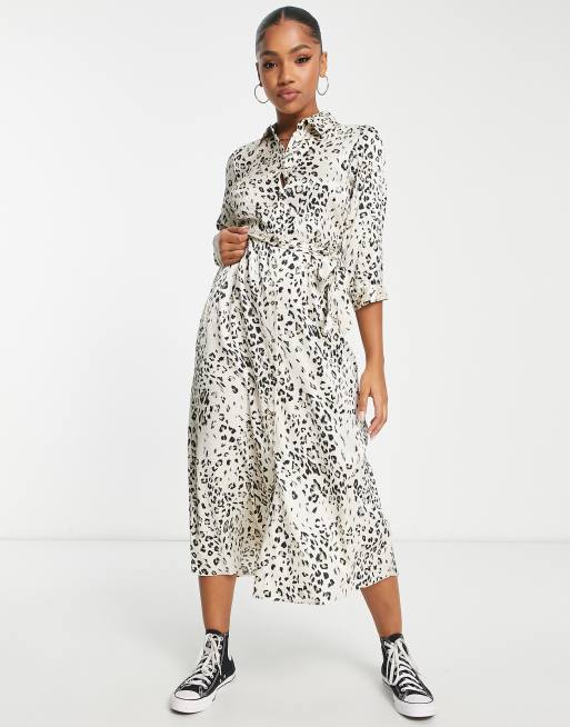 Leopard print dress on sale with white shirt