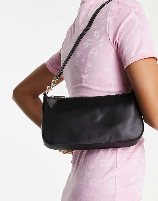 New Look satin shoulder bag in black ASOS