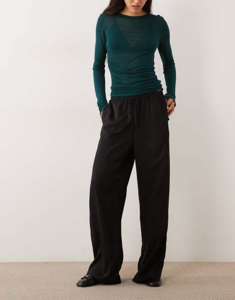 New Look satin wide leg trouser in black - view 1