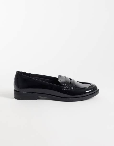 New Look scallop patent loafer in black  - view 1