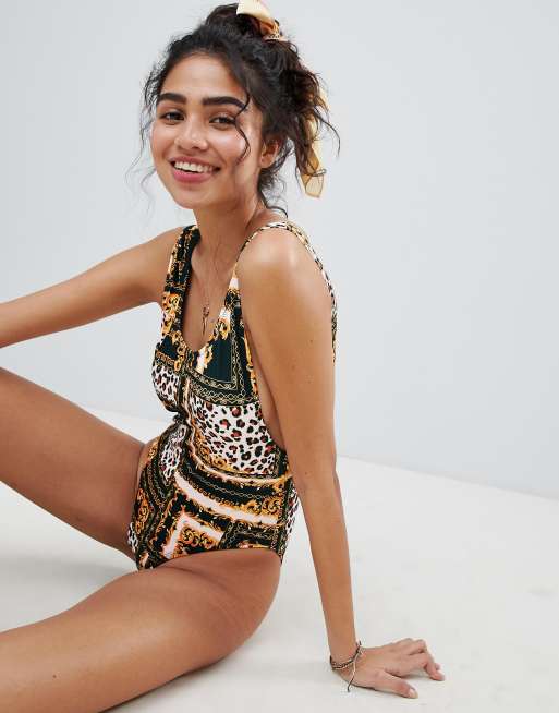 New look best sale leopard print swimsuit