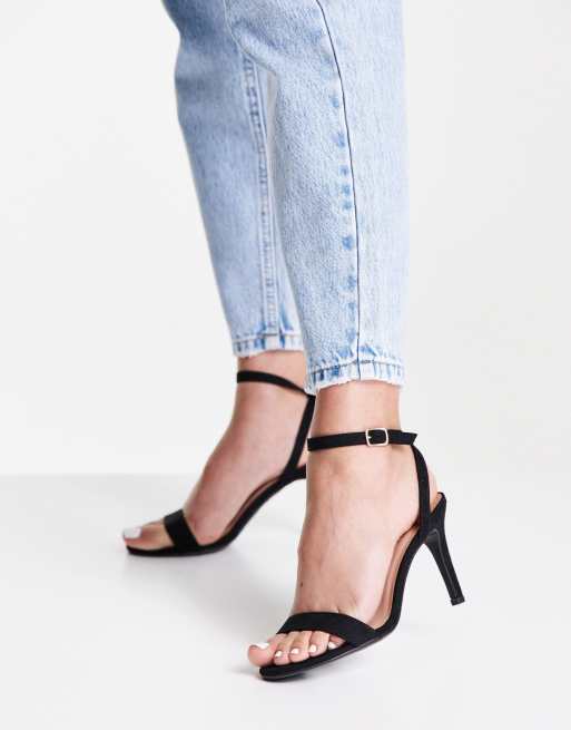 New Look - Scarpe con tacco a spillo con cinturino in tessuto scamosciato, colore nero