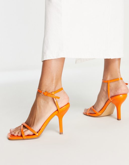 New Look - Scarpe con tacco a spillo e listini arancione vivace, 4 di 4