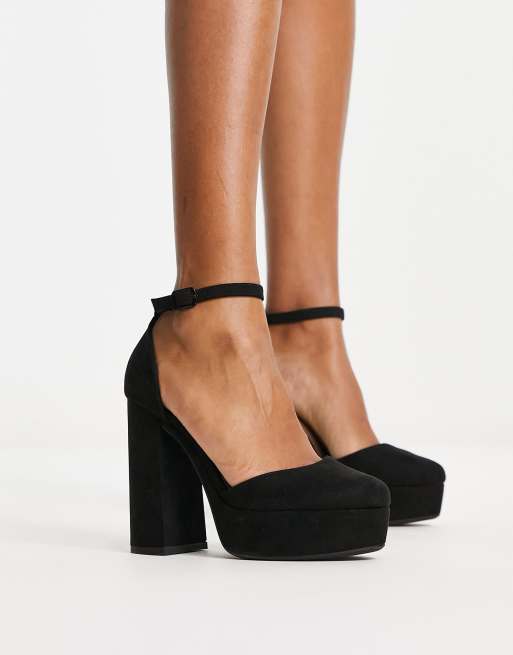 New Look Scarpe con tacco largo e plateau nere ASOS