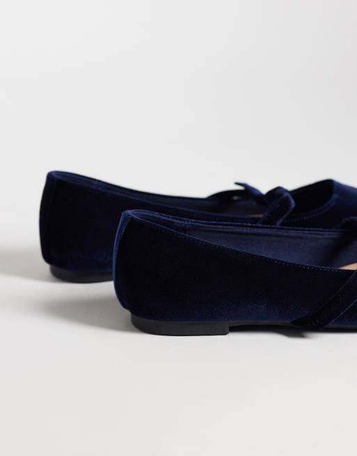 New Look - Scarpe Mary Jane in velluto blu navy, 5 di 5