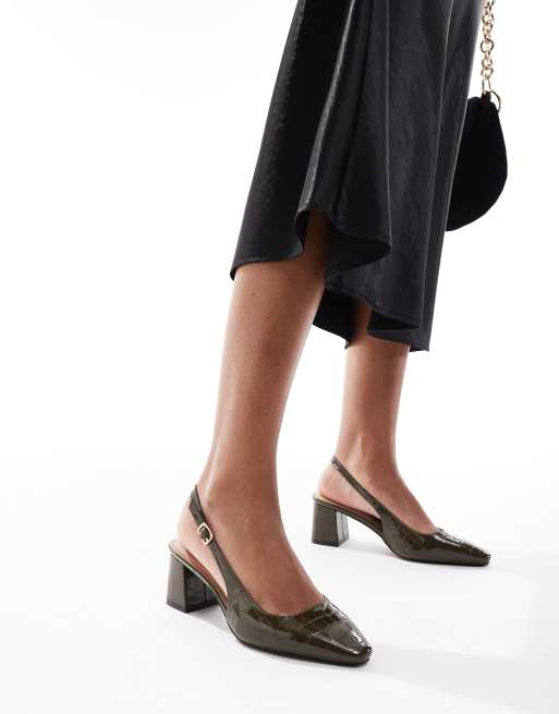 New Look - Scarpe verde scuro con tacco e cinturino posteriore, 4 di 4