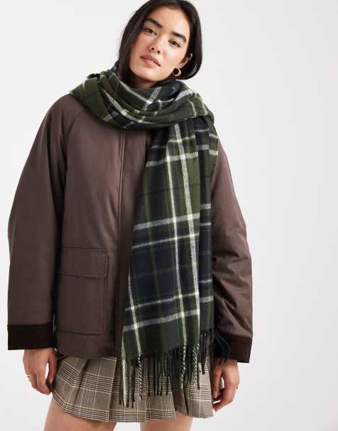 New Look – Schal in Khaki mit traditionellem Karomuster - view 1