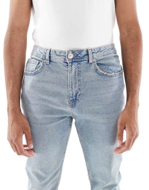 New Look – Schmal geschnittene Stretch-Jeans in verwaschenem Blau, 4 von 5