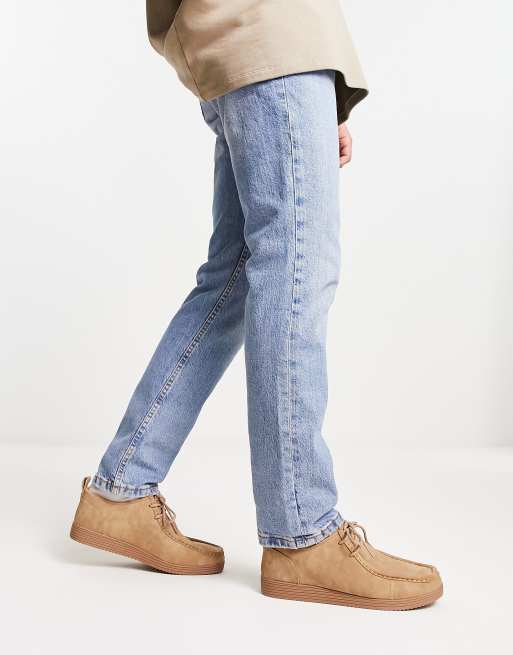 New Look – Schnürschuhe aus Wildlederimitat in Steinbeige