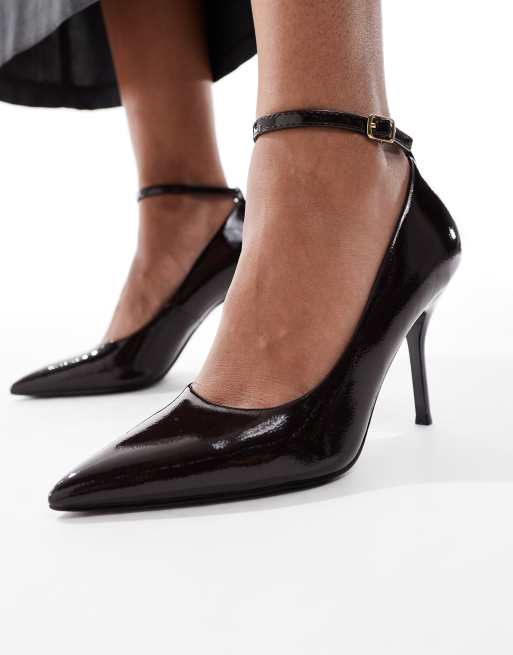 New Look – Schuhe in Burgunderrot mit Fersenriemen und Absatz, 2 von 4