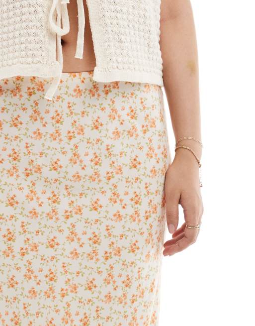 New Look - Schuingesneden midi rok met gele bloemenprint, 5 van 5