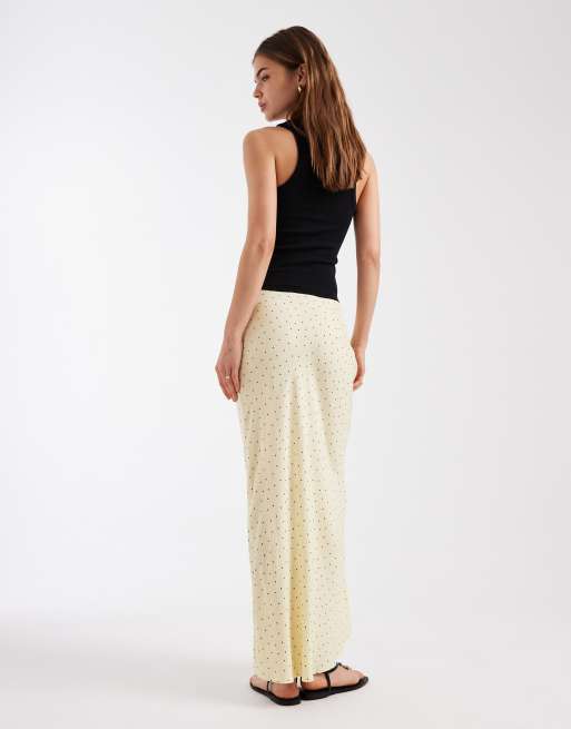New Look - Schuingesneden midirok in geel met stippen, 4 van 5