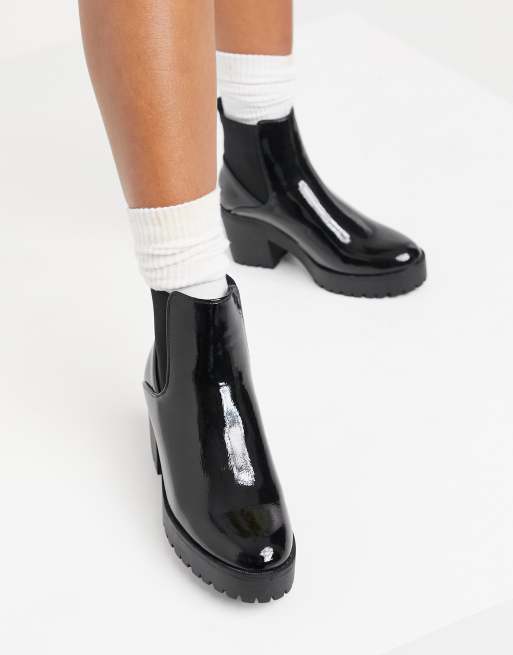 Black patent ankle boots new look online