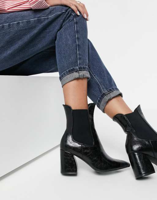 New Look Schwarze Chelsea Stiefel mit gerundeten Absatzen