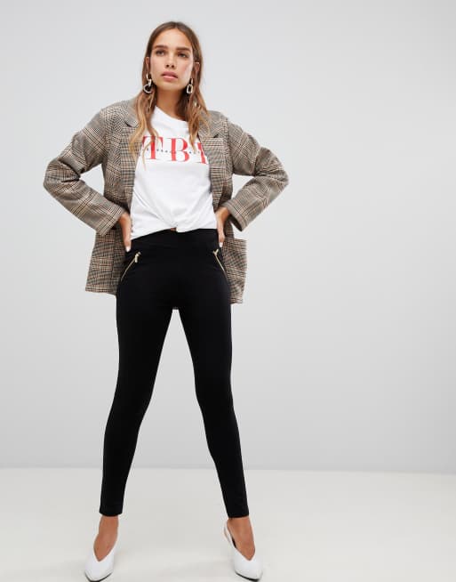 checked leggings new look