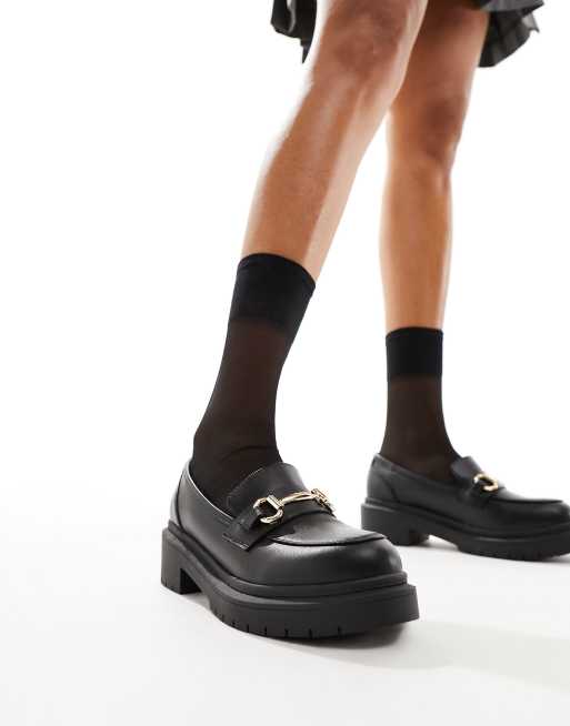 New Look – Schwarze Loafer mit dicker Sohle