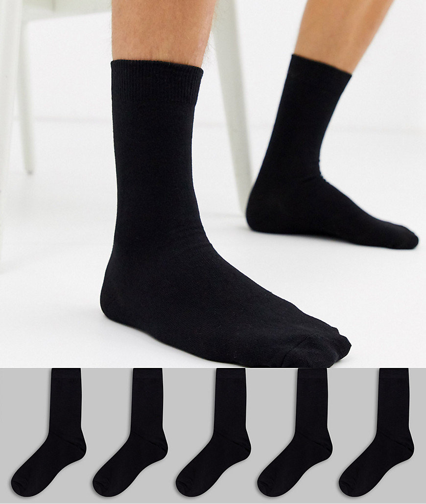 New Look – Schwarze Socken im 5er Pack