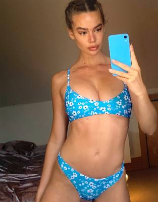 blue scoop bikini