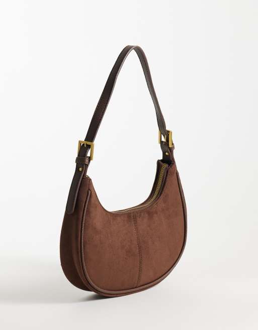 New Look scoop buckle shoulder bag in dark brown, 4 of 4