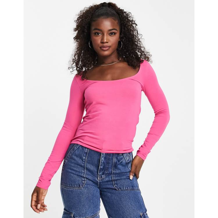 売れ筋商品|||グラマラス Tシャツ レディース トップス WRAP CROP - Long sleeved top - bright pink JXFELINE Top | Medium Purple | JJXX®