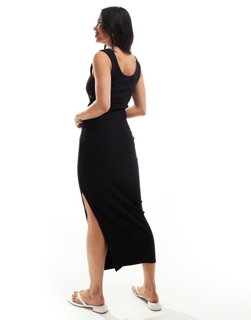 New Look scoop neck midi dress in black, 2 of 4