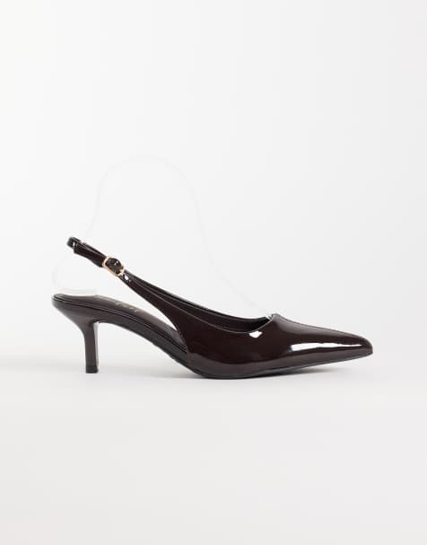 New Look seam detail slingback heel in chocolate brown - view 1