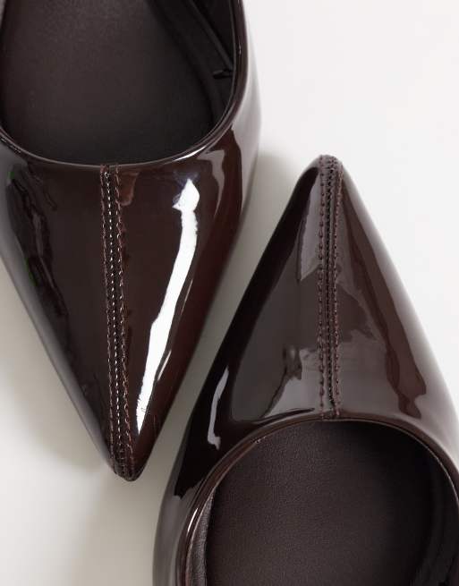 New Look seam detail slingback heel in chocolate brown, 3 of 4