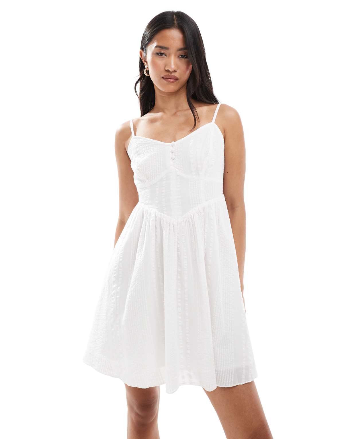New Look seam detail strappy mini dress in white