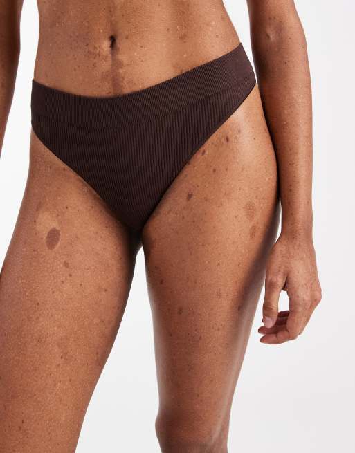 New Look seamless lingerie thong in brown, 2 of 4