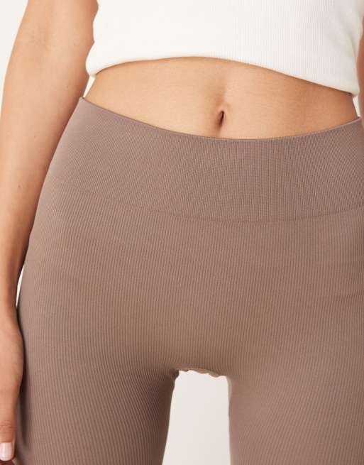 New Look seamless ribbed leggings in mink | ASOS