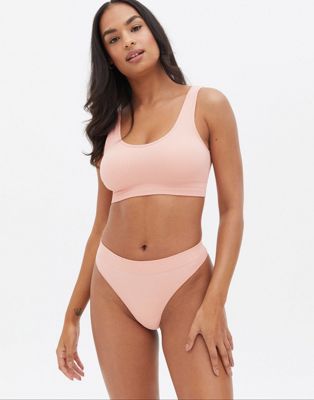New Look seamless thong in pink