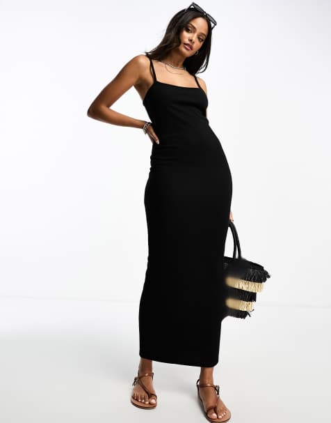 New Look second skin strappy midaxi dress in black - view 1