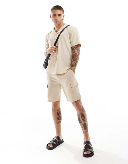 New Look - Seersucker short in stone