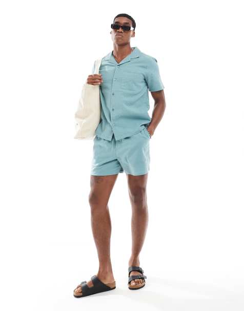 New Look seersucker shorts in teal (part of a set) - view 1